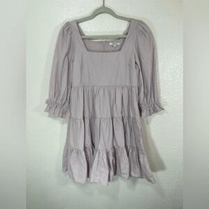 Madewell Lilac Purple Poplin Lizzie Babydoll Square Neck Mini Dress Women’s 0
